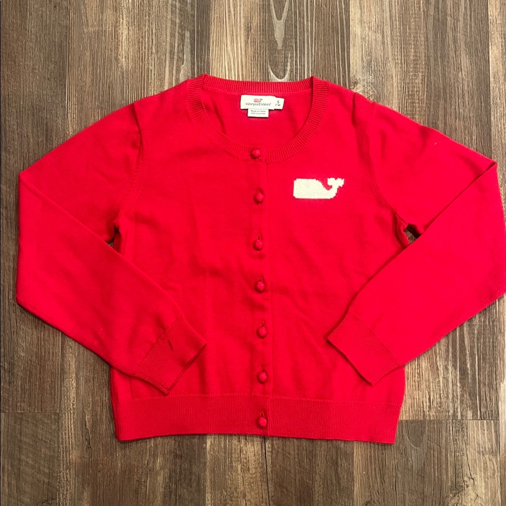 Vineyard Vines girls Red Button Down Sweater